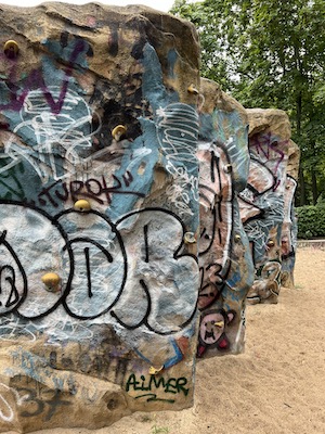 Bouldering Rocks in a Park